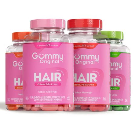Kit 4 Gummy Hair (1Tutti-Frutti + 1 Maça Verde + 1 Morango + 1 Melancia) thumbnail