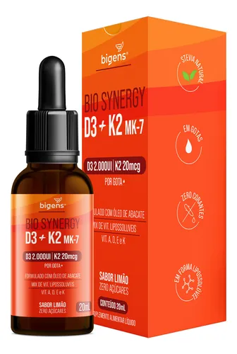 Bio Synergy D3 2000ui + K2 Mk7 20mcg + Vit. A, E - Bigens Limão thumbnail