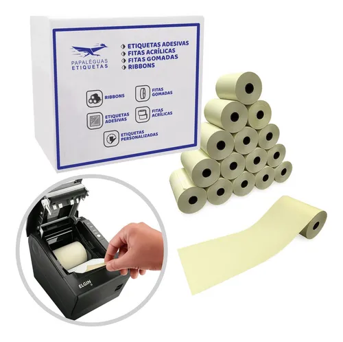 Caixa 30 Un Bobina Cupom Pdv 80mm X 30metros Térmico Amarelo Caixa 30 Unidades Fiscal E Senha Papaléguas Etiquetas thumbnail
