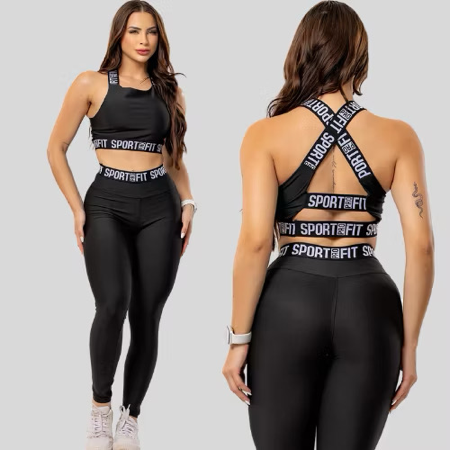 Conjunto Zero Transparência Calça Legging Leg Fitness Feminino Para Treino Academia thumbnail