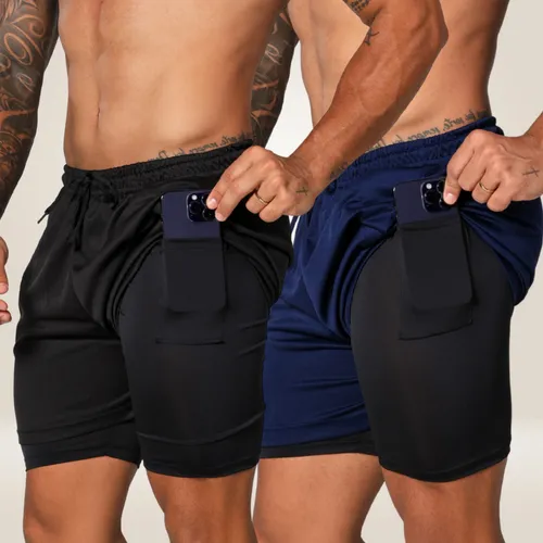 Kit 2 Bermudas Dupla Masculina Compreensão 2 Em 1 Short thumbnail