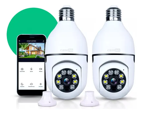 Kit 2 Câmeras Lampada De Segurança Ip Wifi Com Visão Noturna Interna Externa App Yoosee Espiã 360º Cor Branco Casenn thumbnail