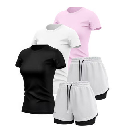 Kit 3 Baby Look Camisas 2 Short Dry Fit Feminino Academia Fitness thumbnail