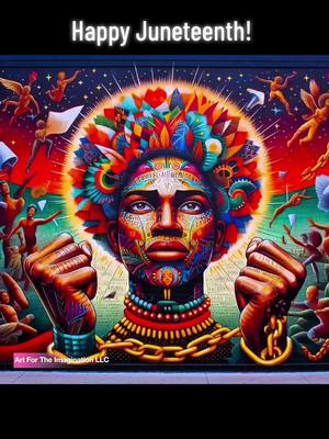 ✨️✨️𝐖𝐚𝐫𝐧𝐢𝐧𝐠: 𝐯𝐢𝐝𝐞𝐨 𝐜𝐨𝐧𝐭𝐚𝐢𝐧𝐬 𝐟𝐥𝐚𝐬𝐡𝐢𝐧𝐠 𝐥𝐢𝐠𝐡𝐭𝐬 𝐭𝐡𝐚𝐭 𝐜𝐚𝐧 𝐭𝐫𝐢𝐠𝐠𝐞𝐫 𝐬𝐞𝐢𝐳𝐮𝐫𝐞𝐬.✨️✨️ 💫 This vibrant Juneteenth artwork celebrates 