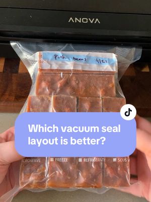 I had 12 portions of bean frozen in two 1/2 cup @Souper Cubes trays. I wanted to vacuum seal them for longer term storag