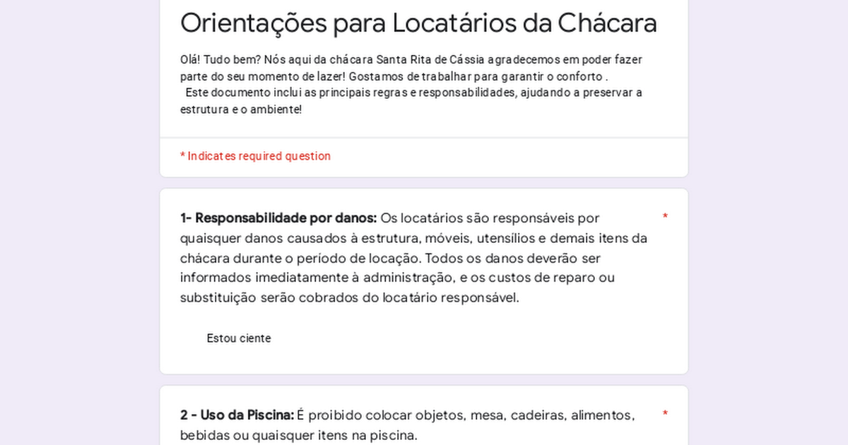 Orientações para Locatários da Chácara  thumbnail