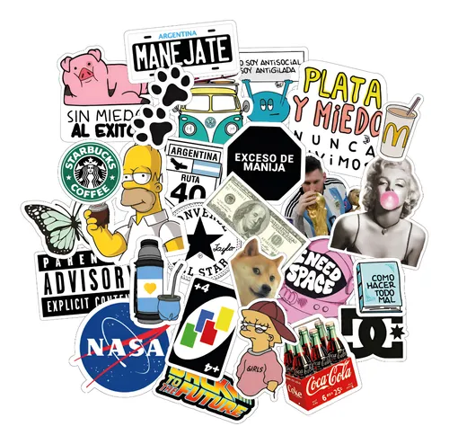 Pack Stickers Calcos Varios Diseños Termo, Mate, Compu thumbnail