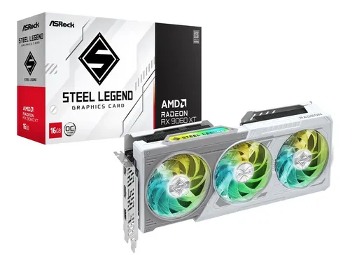 Tarjeta De Video Amd Asrock Steel Legend Oc Edition Radeon Rx 90 Series Rx 9060 Xt Rx9060xt-sl-16go Triple Fan Rgb 16 Gb Gddr6 thumbnail