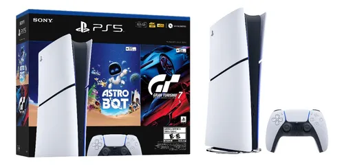 Sony Playstation 5 Consola Slim Digital + Juego Astro Bot Y Gt7 Blanco thumbnail