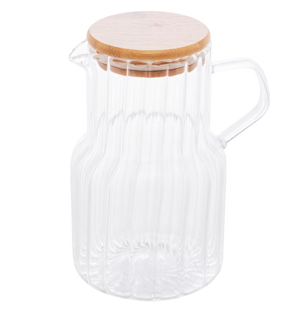 Jarra de vidro borossilicato com tampa em bambu thumbnail