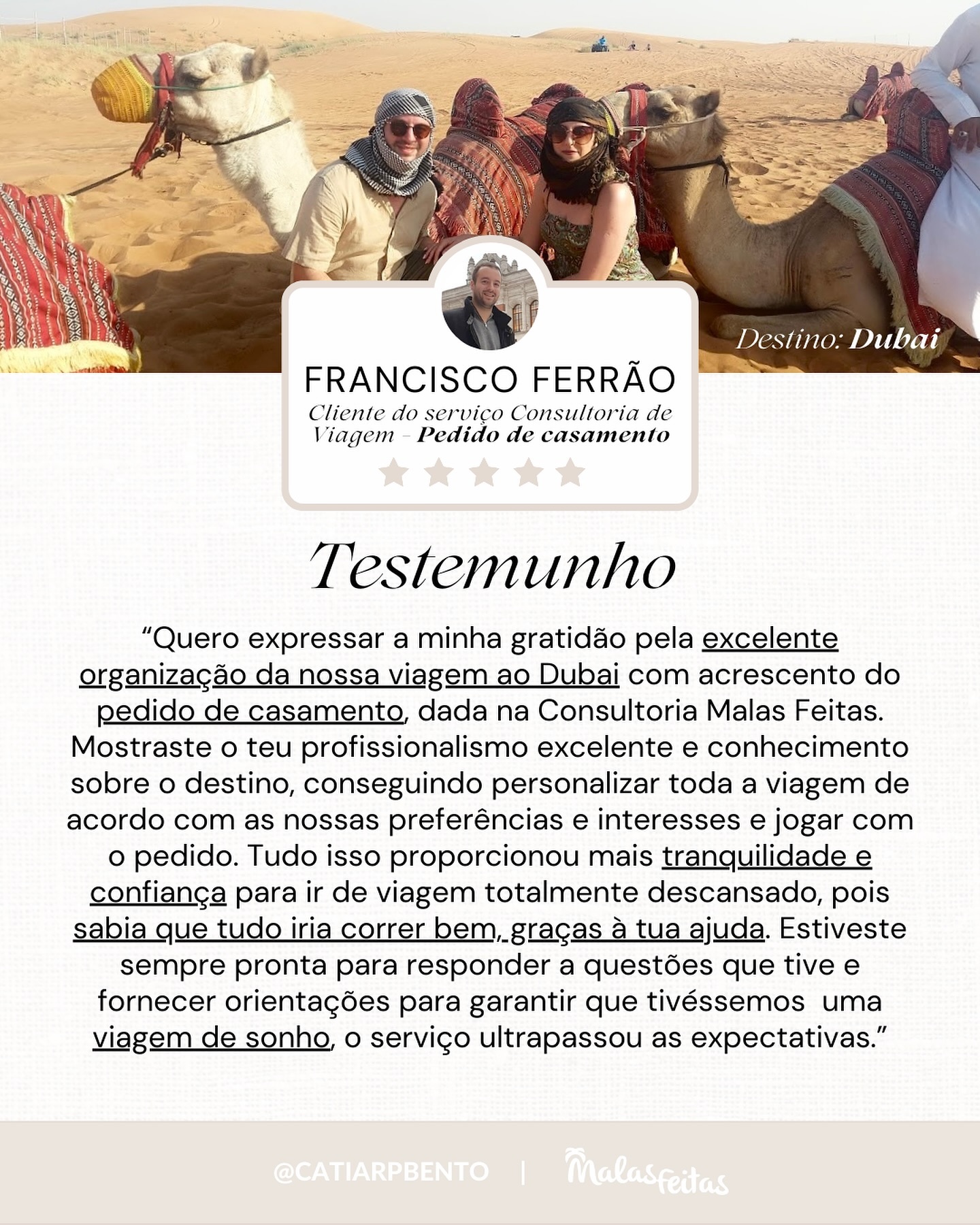 O Francisco pediu a namorada em casamento no Dubai e juntos viveram uma viagem de sonho 💍🤍
Foi através da Consultoria d