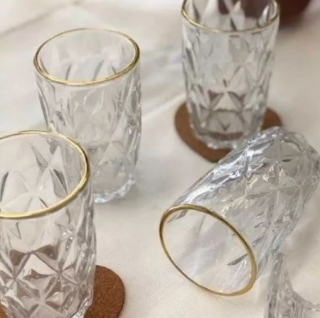 Jogo de copo Diamond borda dourada  thumbnail