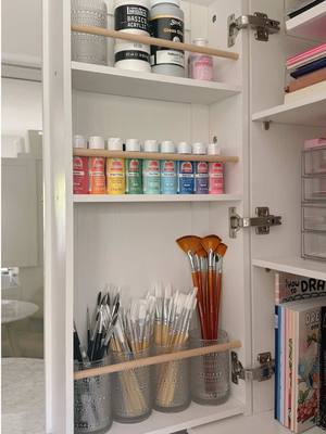 Part 2 of organizing my craft & hobby cabinet 🌸  #crafts #craftcabinet #craftroom #craftroomorganization #organizedhome 