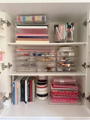 Part 1 of organizing my craft cabinet 🌸 #crafts #craftcabinet #craftroom #craftroomorganization #organizedhome #organiza