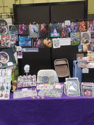 set up at AnimeCon 2025!! my table is CC10!! taking part in the nu carnival stamp rally and the spike chunsoft rally!! #