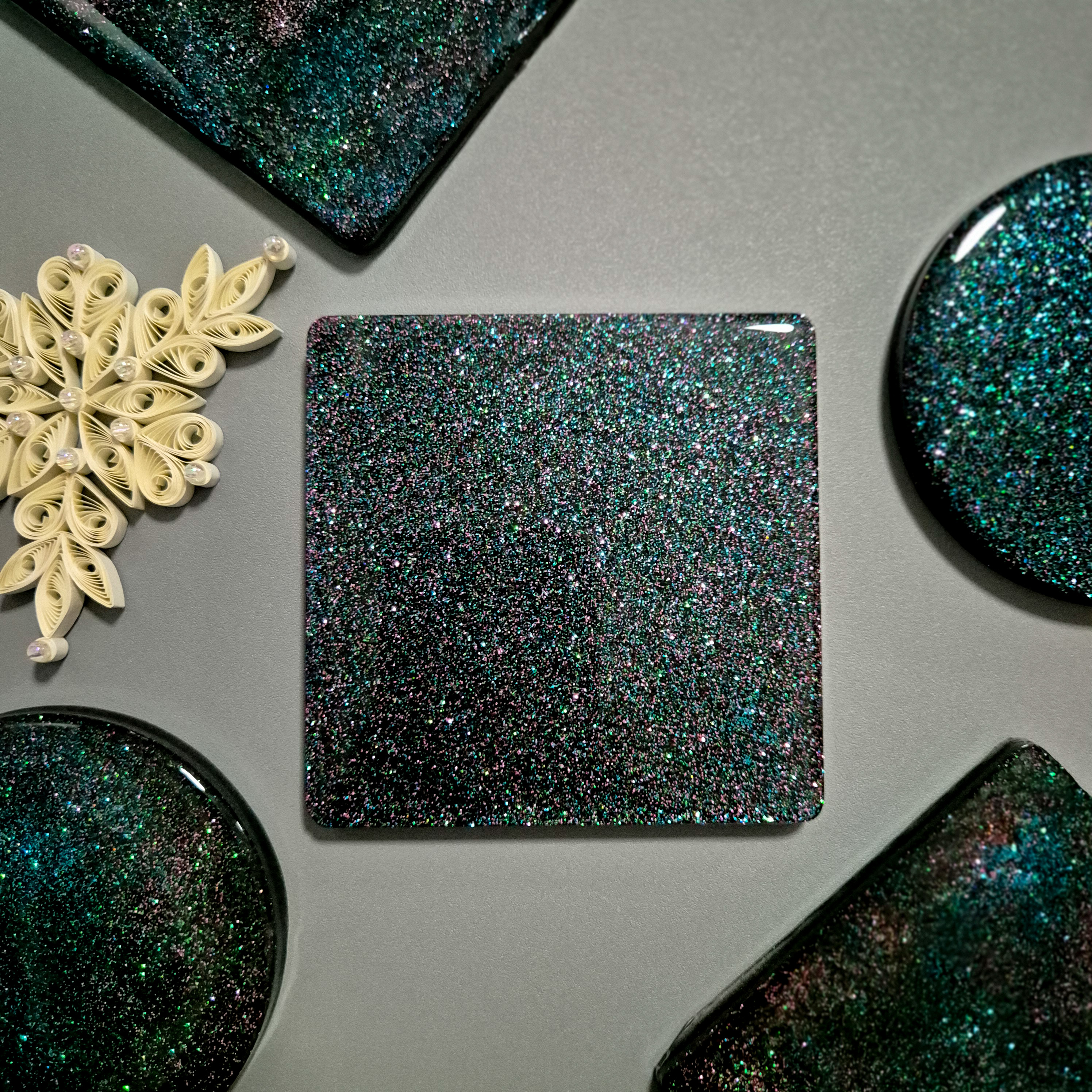 Discover the Cosmos: Handmade Galaxy Theme Resin Coaster thumbnail