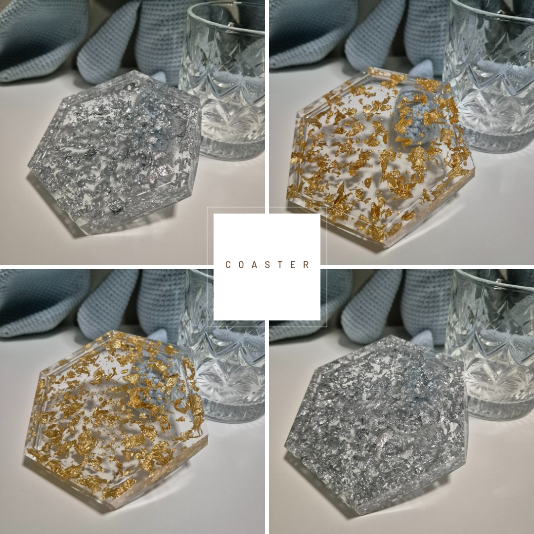 Gold/Silver Resin Coaster: Artistic Elegance by a First-Time Crafter thumbnail