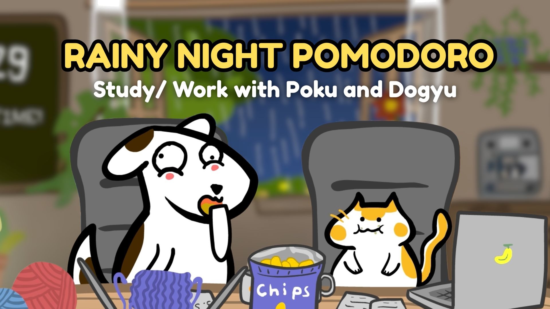 4-Hour Pomodoro Timer 🌧️ | Rainy Night Study With Me + Jazz Focus Music thumbnail