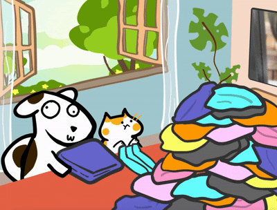 Fold your clothes with Poku and Dogyu! 👕 🐱🐶 thumbnail