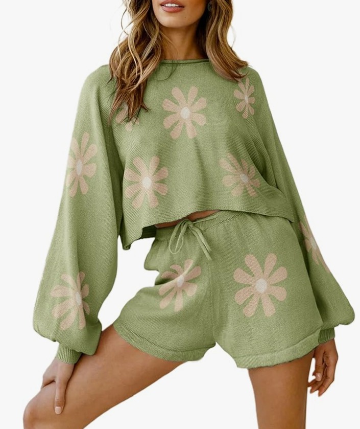 Ekouaer Knit Pajamas Set for Women Lounge Wear Sets Long Sleeve Sweatsuit Matching 2 Piece Outfits Casual Sweater Sets S-XXL thumbnail
