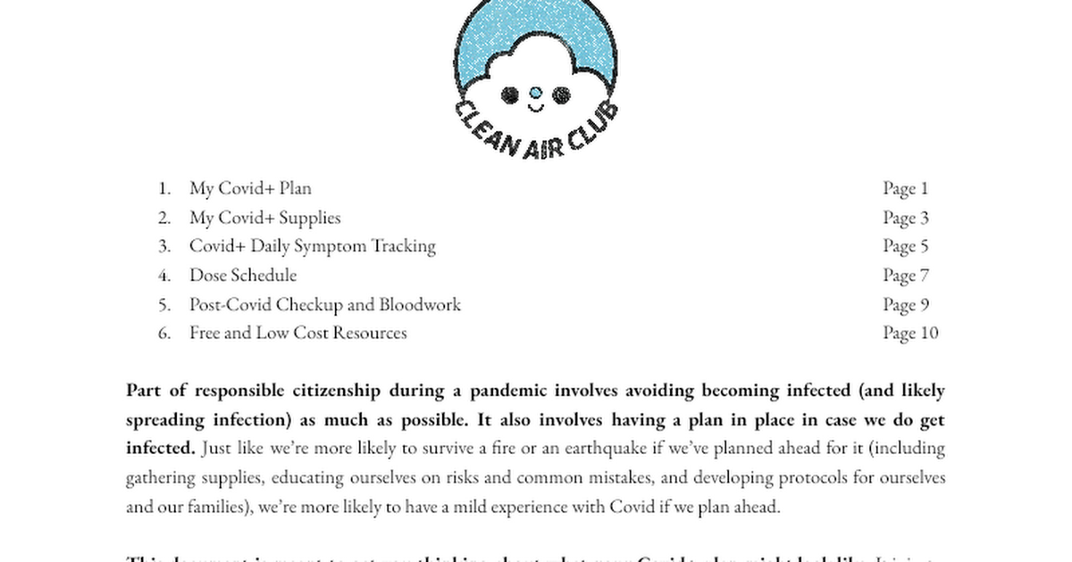 My Covid+ Plan (Clean Air Club) thumbnail