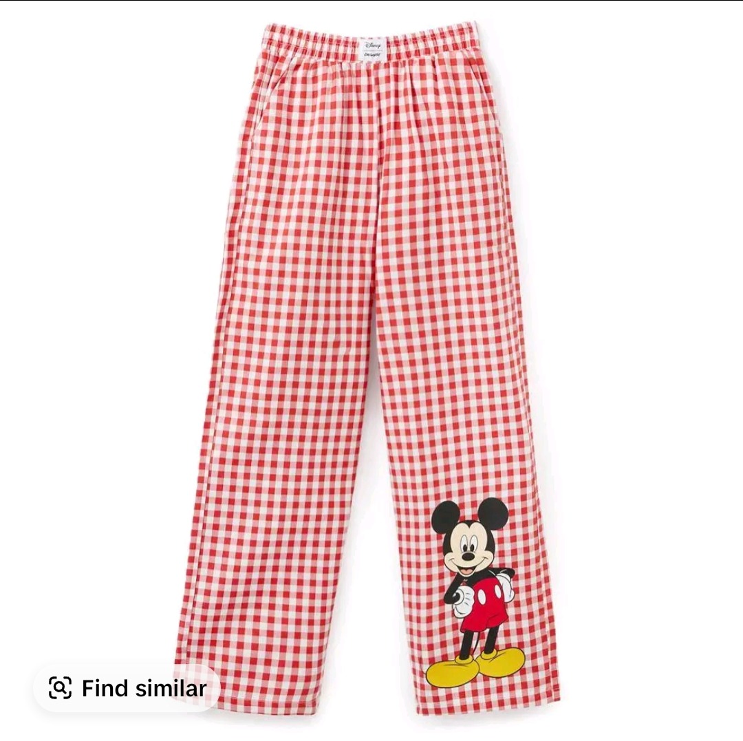 Disney Cakeworthy Mickey Mouse Gingham Lounge Pants Checkers Red Valentine thumbnail