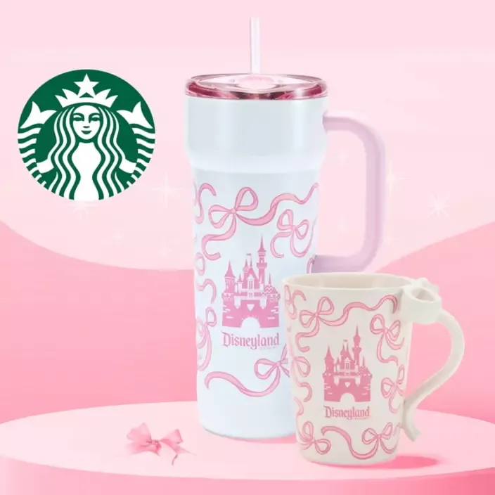 Disneyland Walt Disney World Starbucks Cups Tumbler Ribbons Bows  thumbnail
