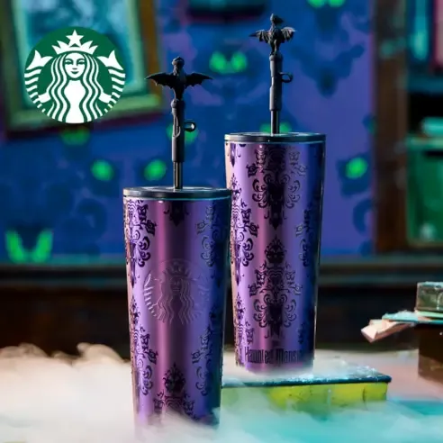 Disney Haunted Mansion Starbucks Tumbler Disneyland Halloween Wall Paper thumbnail