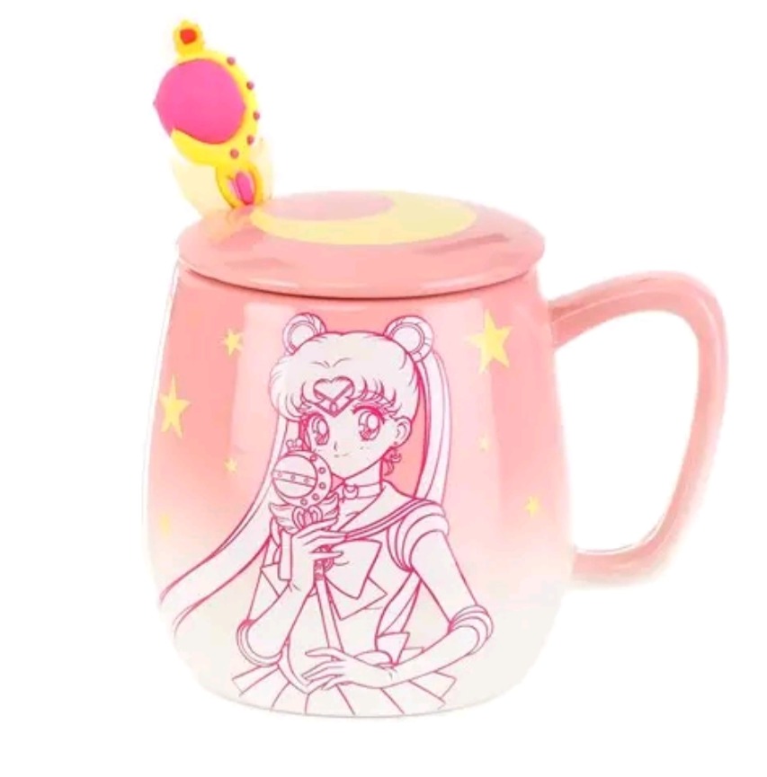 Sailor Moon MUG With Topper Cap Molded Crescent Moon Spoon Guardian Angel $9.99 thumbnail