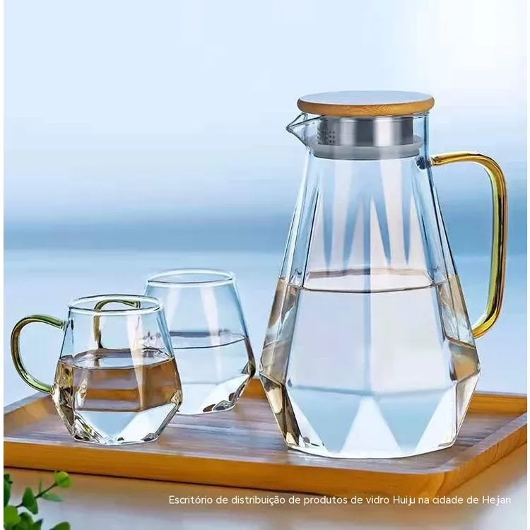 Conjunto De Garrafa De Água Gelada De Vidro Resistente A Alta Temperatura Para Suco thumbnail