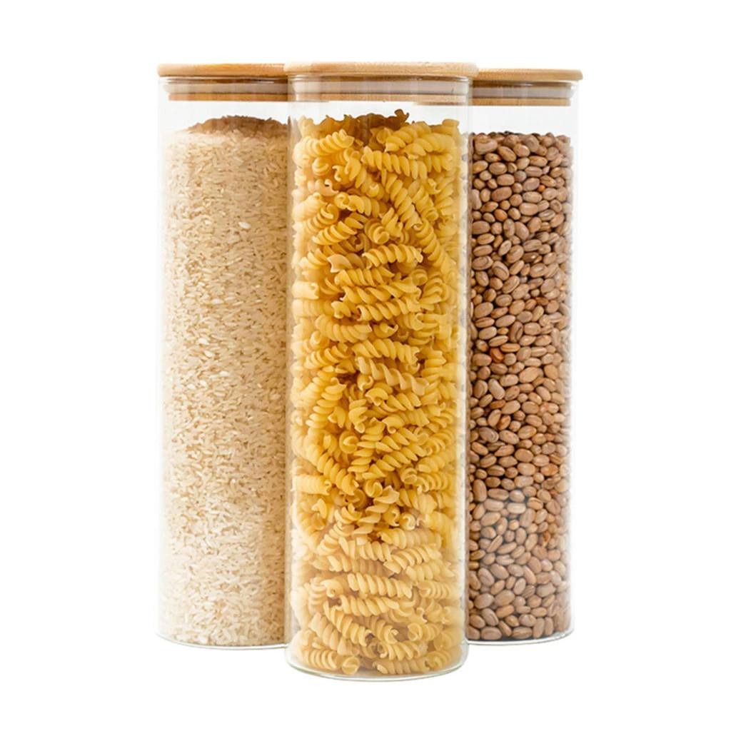 Kit 3 potes de vidro 2L tampa de bambu herméticos  thumbnail