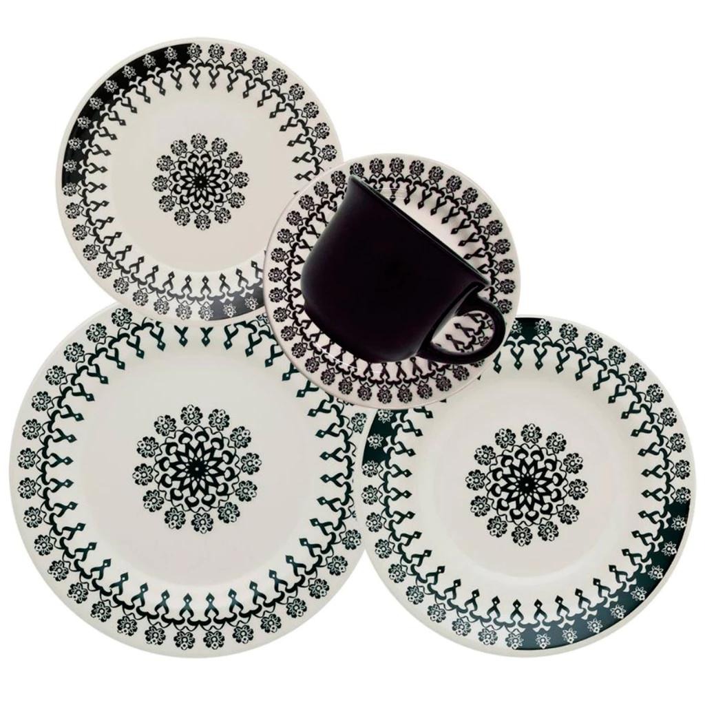 Aparelho de Jantar 30 Peças Porcelana Donna Folk Jogo Conjunto de Jantar Chá 30 Peças Xícaras Pratos thumbnail