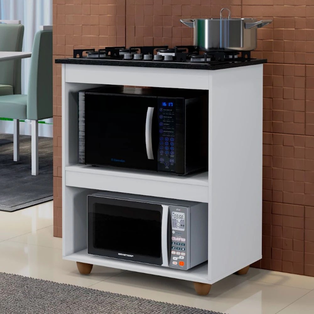 Balcão para Cooktop 5 Bocas 2 Nichos para Forno Siena - Kaike thumbnail