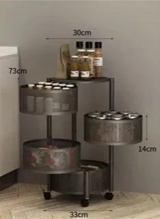 Fruteira - |Suporte organizador| - Com 3, 4 ou 5 andares Na cor preta e com rodas thumbnail