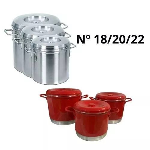 Jogo Kit Caldeirão Hotel Aluminio Polido Reforçado 3 Peças Caldos Feijoada 18 - 20 - 22 thumbnail
