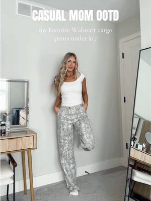 Casual mom ootd 🤍 these $17 pants now come in petite, regular and long lengths (wearing a size S long) #momootd #momoutf