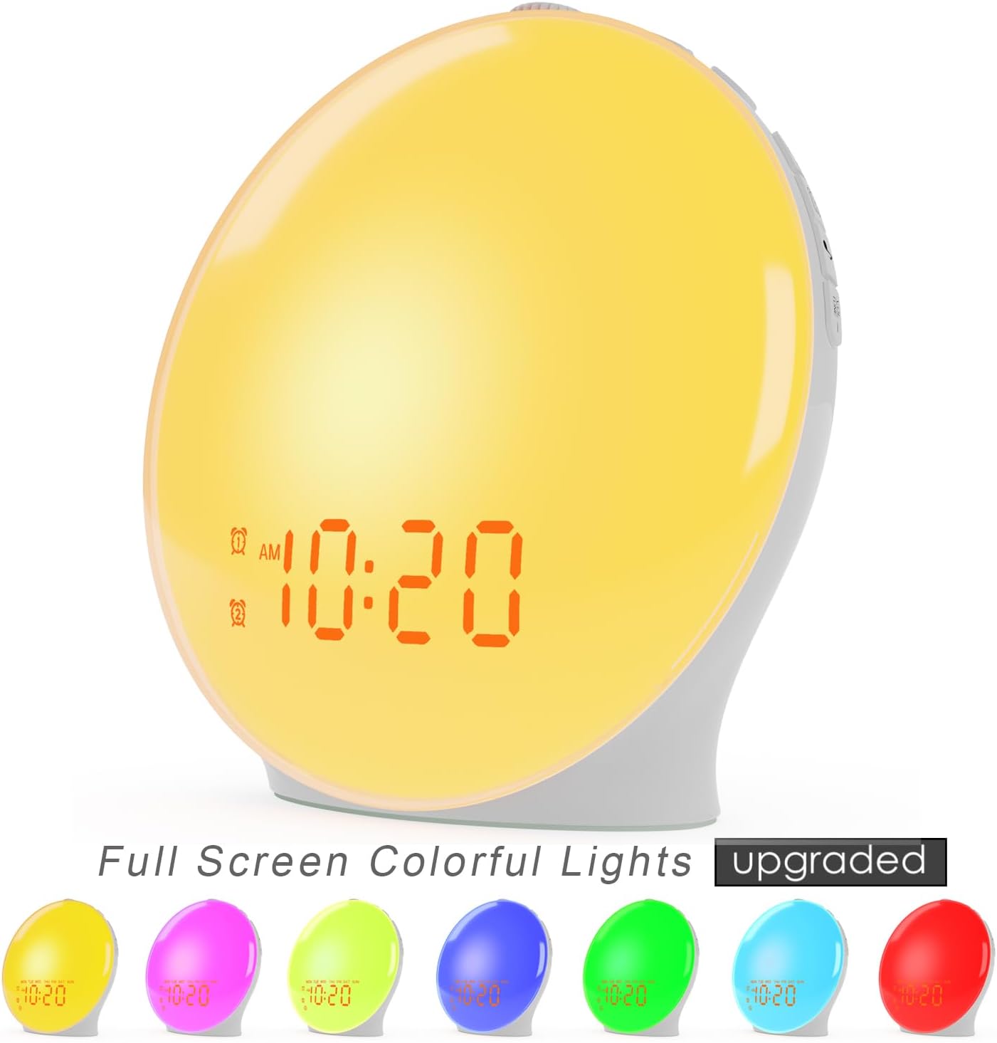 Wake Up Light Sunrise Alarm Clock for Kids, Heavy Sleepers, Bedroom, with Sunrise Simulation, Sleep Aid, Dual Alarms, FM Radio, Snooze, Nightlight, Daylight, 7 Colors, 7 Natural Sounds, Ideal for Gift  thumbnail