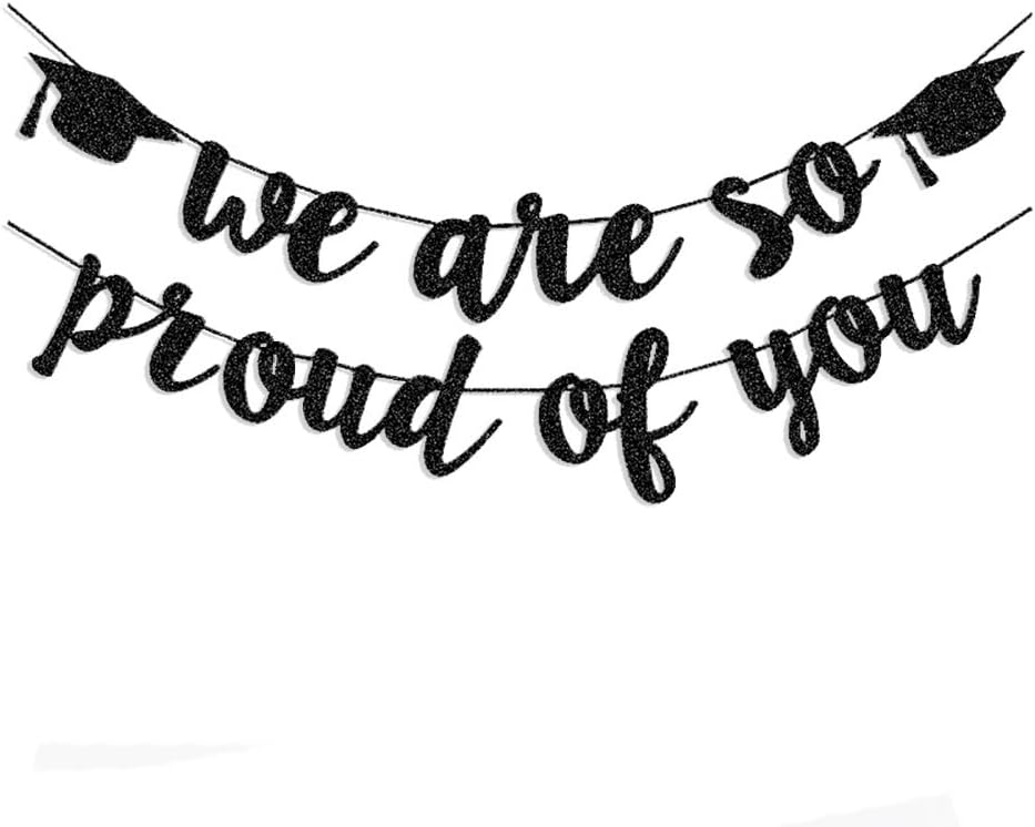 2024 Graduation Banners Party Decorations, Black Glitter We are So Proud of You Graduation Banners Garland for Congratulation Graduation Party Supplies, School, Home, Car Decorations  thumbnail