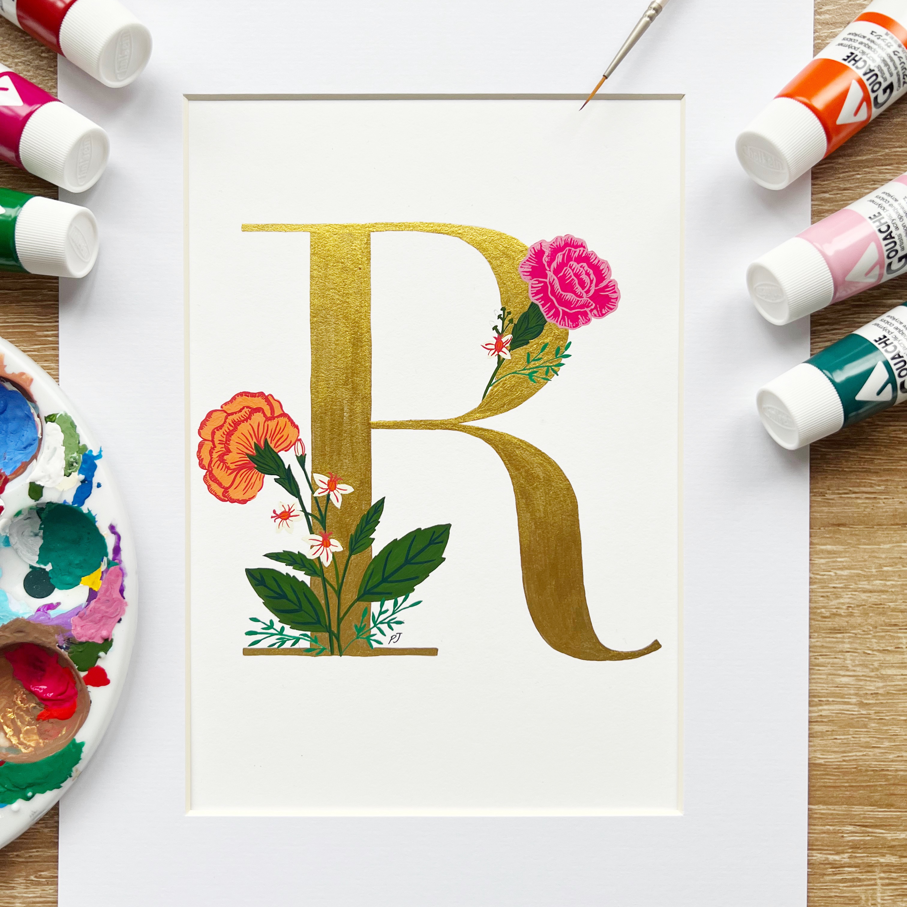 Personalised Floral Letter Painting thumbnail