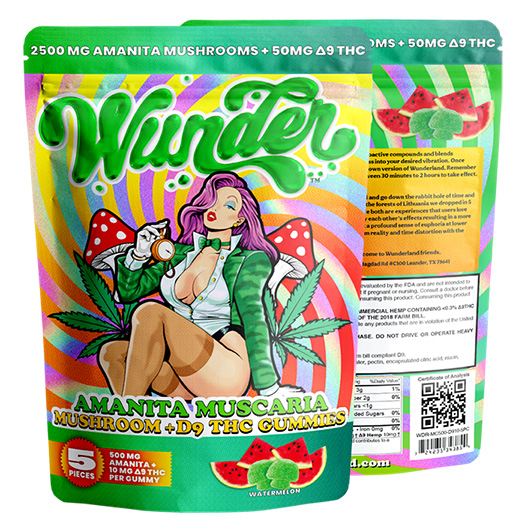 Wunder Amanita Muscaria + 50mg D9 Gummies - Watermelon - Wunder Mushrooms thumbnail