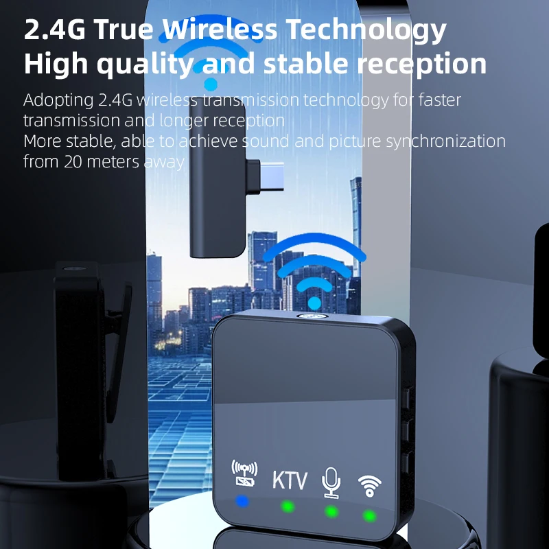 #20 Microfone portátil sem fio Lavalier, Mini Mic para iPhone, Android thumbnail