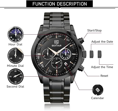 #13 BENYAR Relógios homem cronógrafo analógico impermeável de pulso luminoso  thumbnail