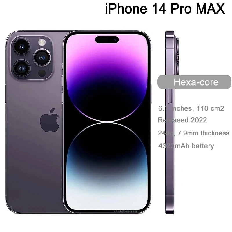 #38 Agora 857,50€ Antes 1.750,00€-51%  Apple-iPhone original 14 Pro Max, Retina OLED genuína, Face ID, NFC, A16, RAM 6 GB, 128 GB, 256 GB ROM, 6,7"   thumbnail