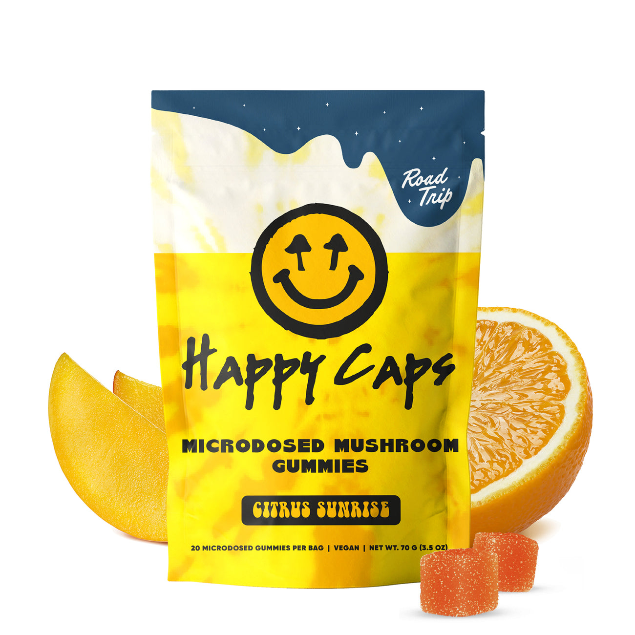 Road Trip x Happy Caps™ - MICRODOSED Blend - Citrus Sunrise - Road Trip Mushroom thumbnail