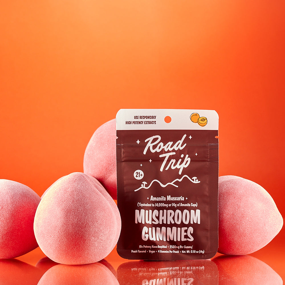 Road Trip Amanita Muscaria Mushroom Gummies - Peach - Road Trip Mushroom thumbnail