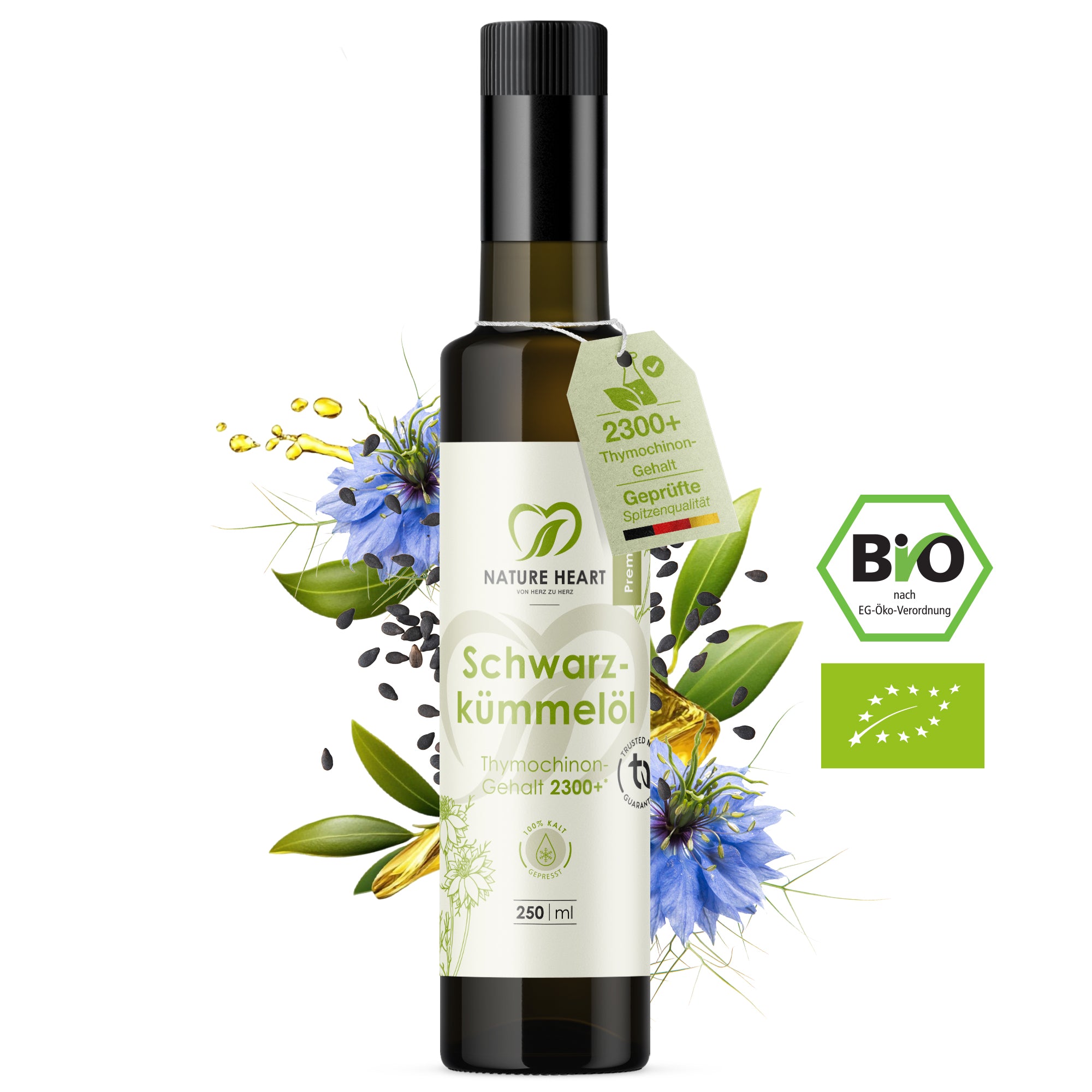 BIO Schwarzkümmelöl 2300+ Thymochinon ungefiltert 250 ml thumbnail