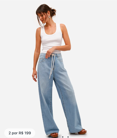 Calça jeans com amarração cordão  thumbnail