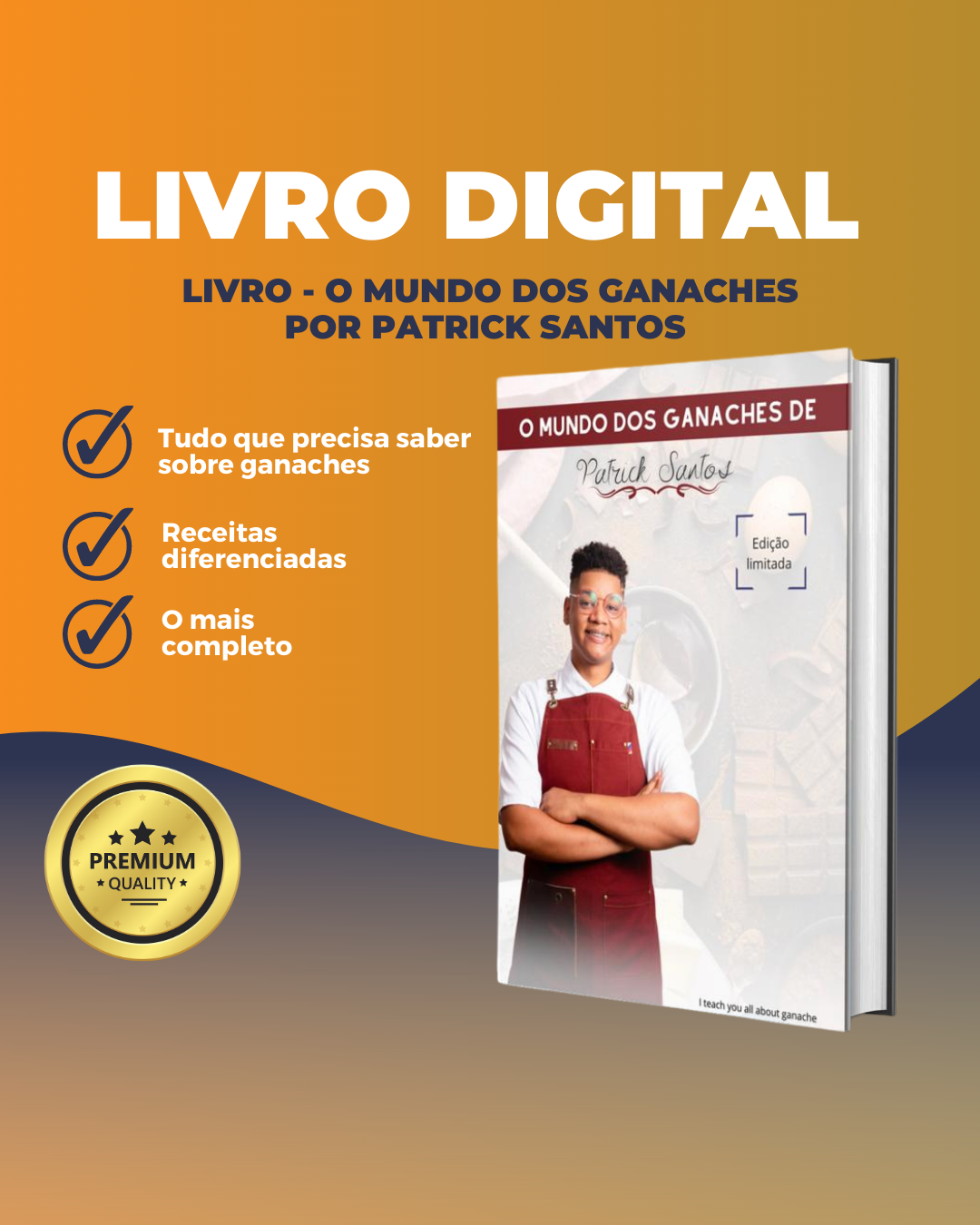 Livro digital - O mundo dos ganaches de Patrick Santos   - Ateliê Patrick Bolos &amp; Doces  | Hotmart thumbnail