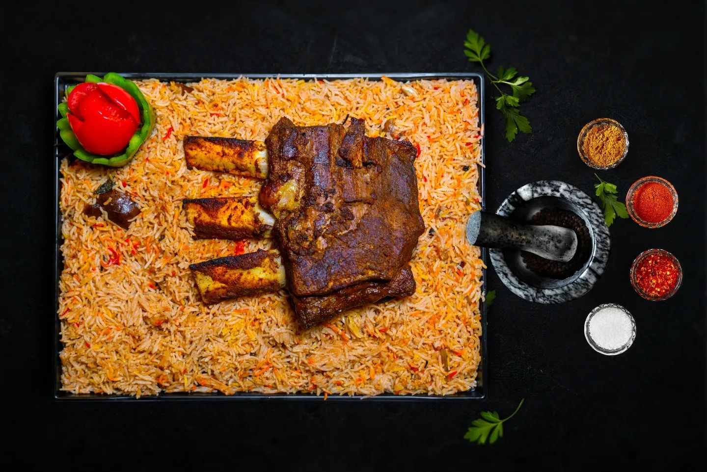 "Indulging in culinary bliss: Mirache-spl rice paired with succulent beef ribs, a symphony of flavors in every bite.

Fo