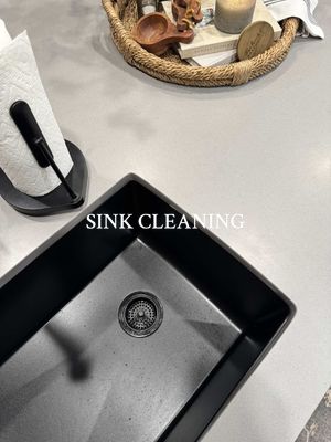 Meanwhile, Winston is giving me the ’you gonna drop some of those sink scraps?’ look 🥴🫧 #asmr #sinkcleaning #deepclean #